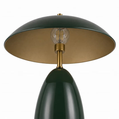 Alora Mood TL437409PGN Poppy Modern Rechargeable LED Table Lamp in Pine Green with Steel Shade, 3-Step Touch Dimming and Downward Illumination