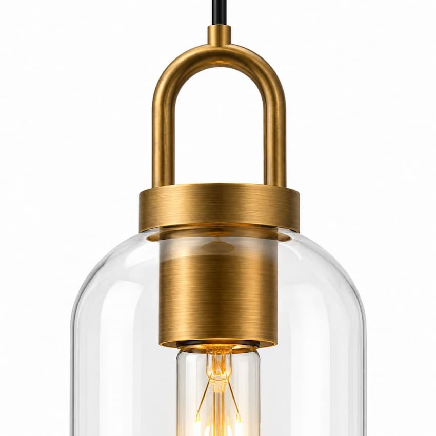 Alora Mood PD401505AGCL Soji Mini Pendant Ceiling Light with Aged Gold Metal Frame and Clear Glass Shade