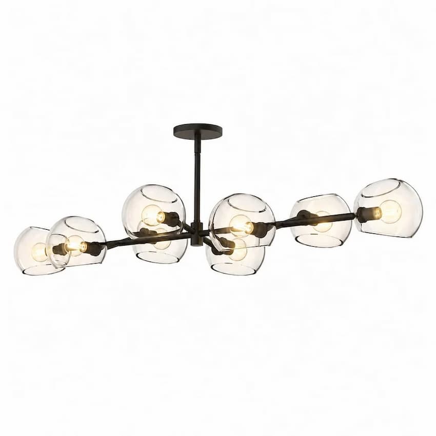 Alora Mood LP548848MBCL Willow 48-Inch 8-Light Linear Pendant with Matte Black Frame and Clear Glass Shades