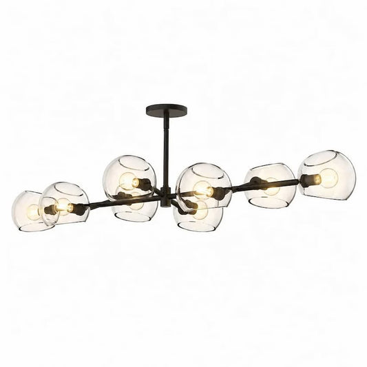 Alora Mood LP548848MBCL Willow 48-Inch 8-Light Linear Pendant with Matte Black Frame and Clear Glass Shades