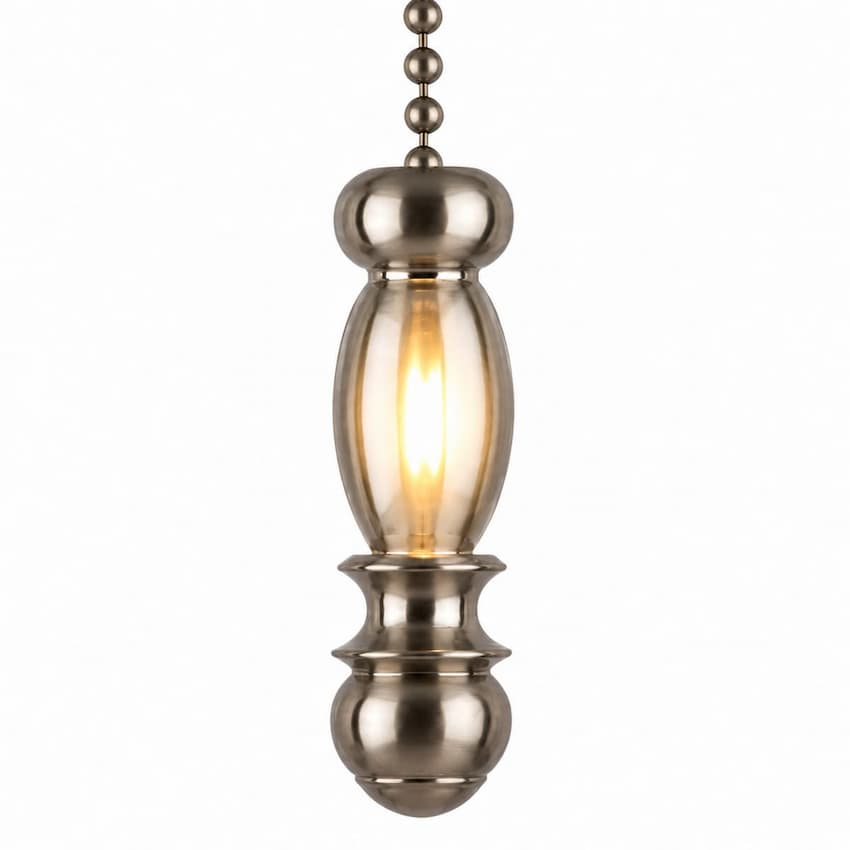 Westinghouse Lighting 7710300 brushed nickel pull chain accessory for ceiling fans and lighting fixtures with 12-inch metal beaded chain