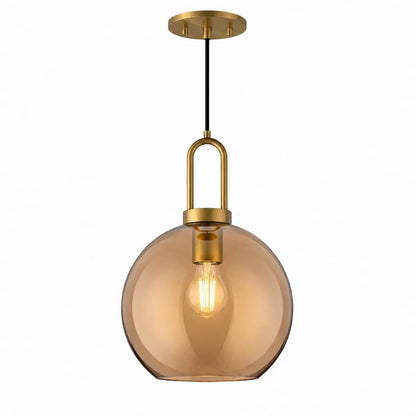 Alora Mood Soji PD601710AGCP 10-Inch Pendant Light in Aged Gold Finish with Copper Glass Globe Shade