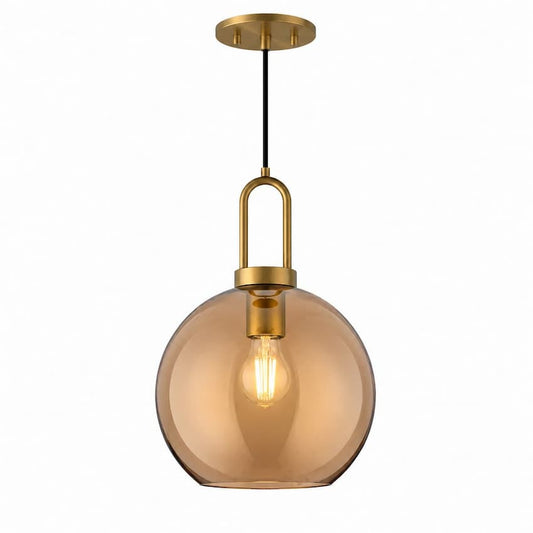Alora Mood Soji PD601710AGCP 10-Inch Pendant Light in Aged Gold Finish with Copper Glass Globe Shade