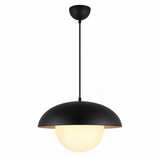 Alora Mood Rubio PD522016MBOP 16-Inch 1-Light Pendant in Matte Black Finish with Steel and Glass Construction