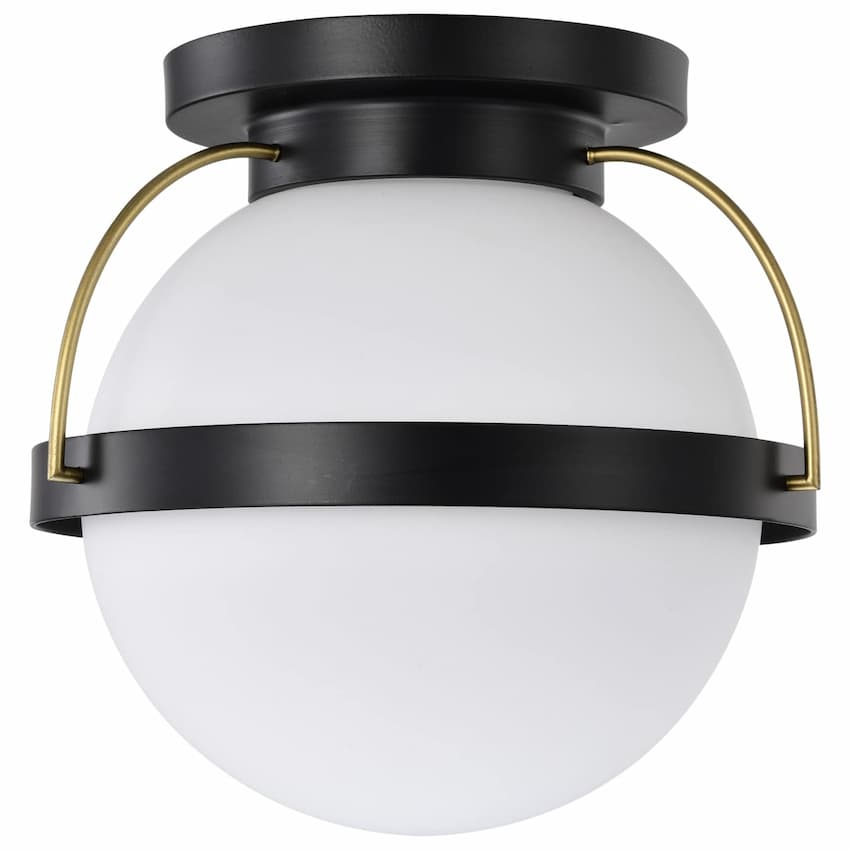 Satco Lakeshore 13-in Flush Mount 60-7771 with transitional design and matte black finish