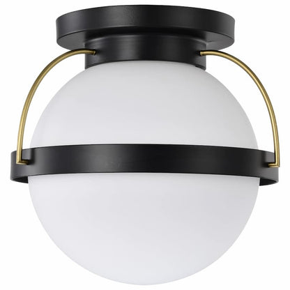 Satco Lakeshore 13-in Flush Mount 60-7771 with transitional design and matte black finish