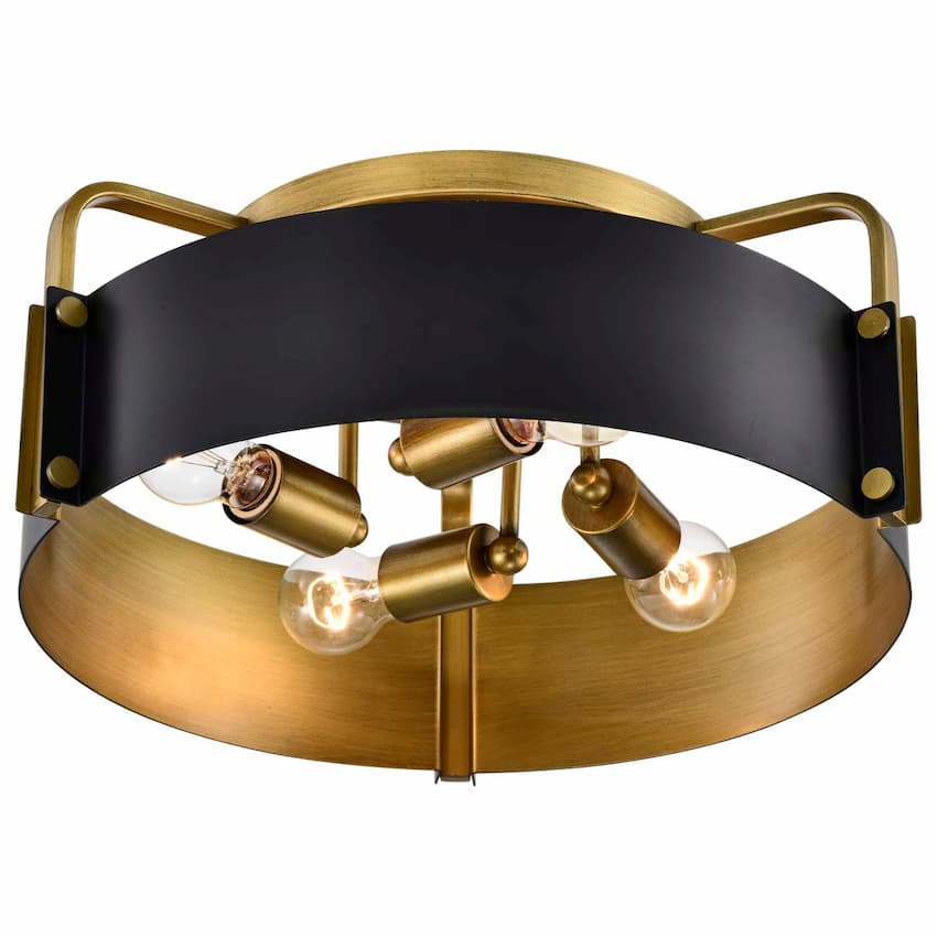 Satco 60-7841 Altos 4-light semi-flush ceiling fixture with E26 medium-base ST19 bulb sockets