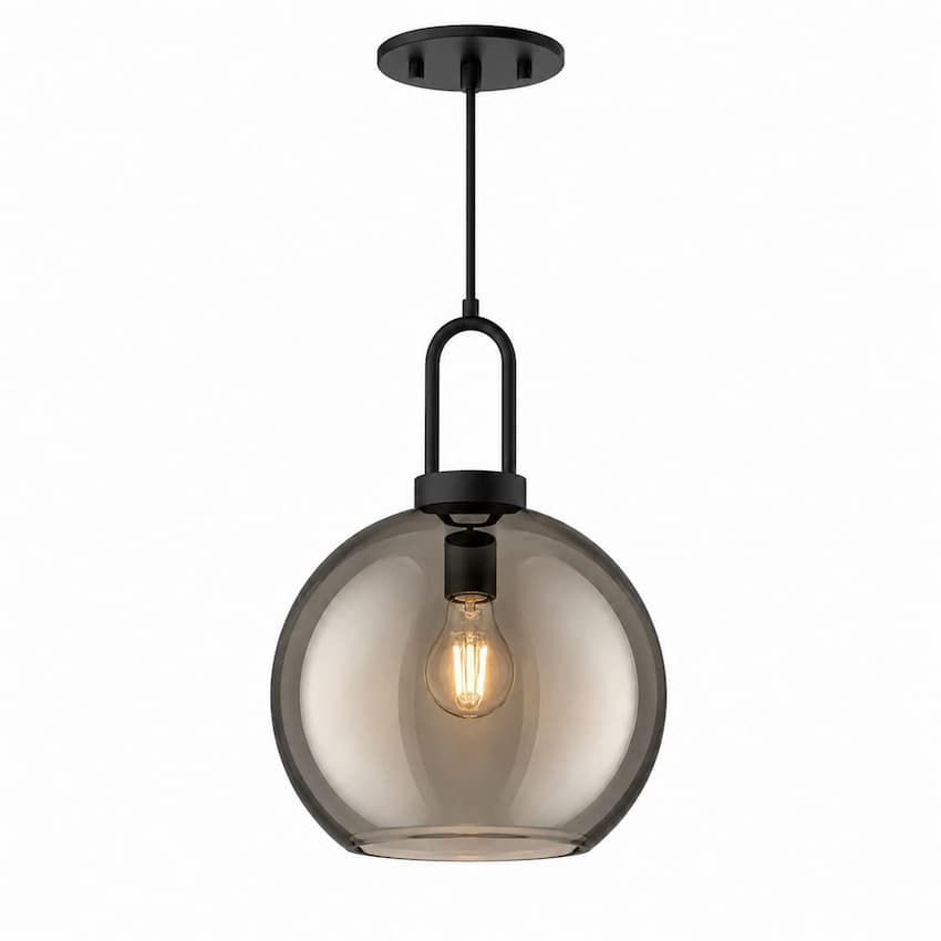Alora Mood Soji PD601710MBSM 10-Inch Pendant Light in Matte Black Finish with Smoked Solid Glass Shade