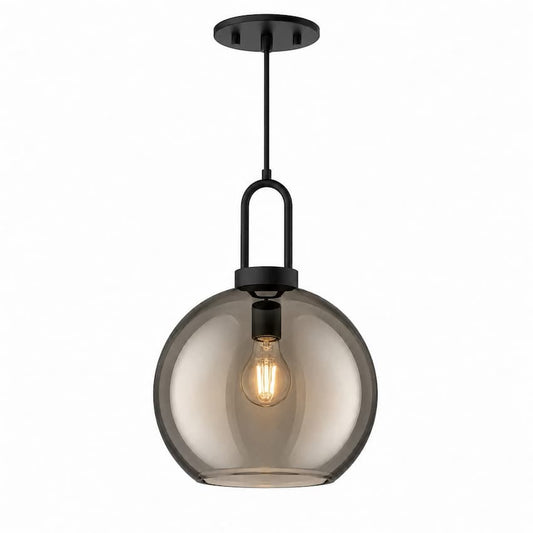 Alora Mood Soji PD601710MBSM 10-Inch Pendant Light in Matte Black Finish with Smoked Solid Glass Shade