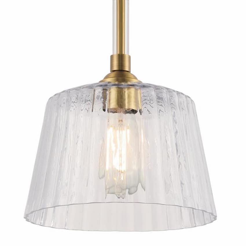 Westinghouse Lighting 6130200 Aggie pendant light with 10-inch clear ribbed glass shade and sophisticated brushed brass finish