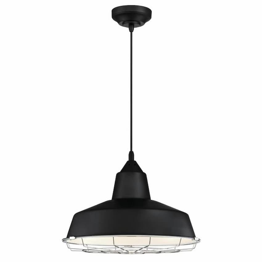 Westinghouse Lighting Academy 6131900 LED pendant with black finish and removable chrome cage in a vintage industrial design