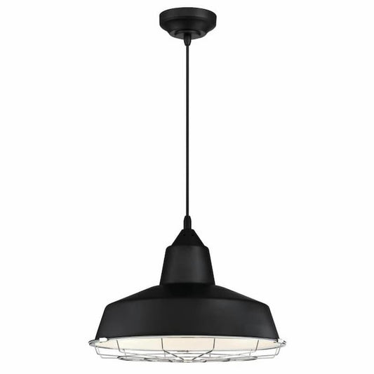 Westinghouse Lighting Academy 6131900 LED pendant with black finish and removable chrome cage in a vintage industrial design