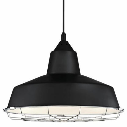 Westinghouse Lighting 6131900 Academy pendant light with 16-inch industrial shade, black finish and warm 3000K integrated LED illumination