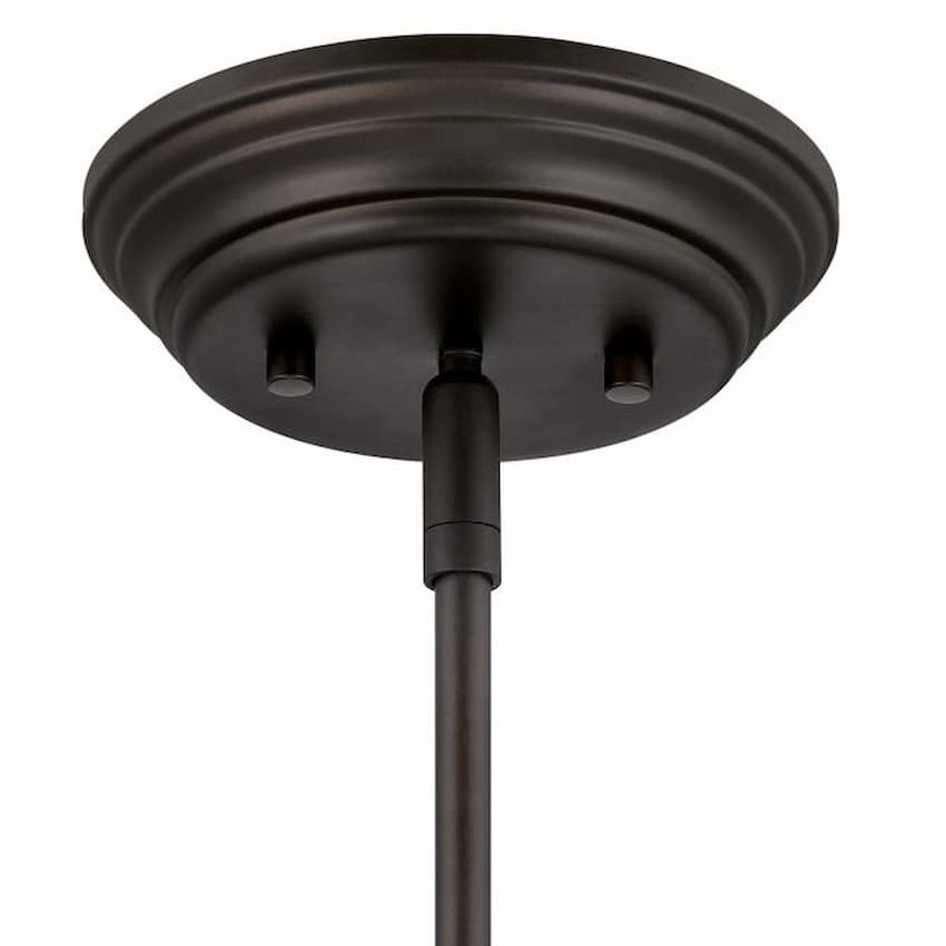 Westinghouse Boswell 6132100 single-light pendant with black-bronze metal finish, clear seeded glass and E26 medium-base socket