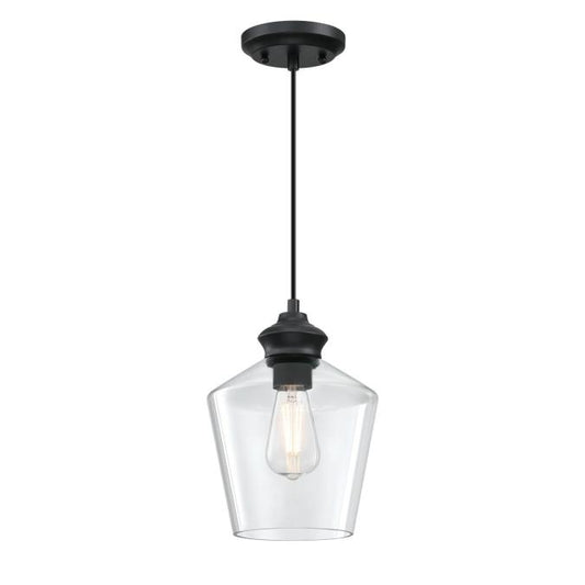 Westinghouse 1-light pendant light, matte black, with clear glass