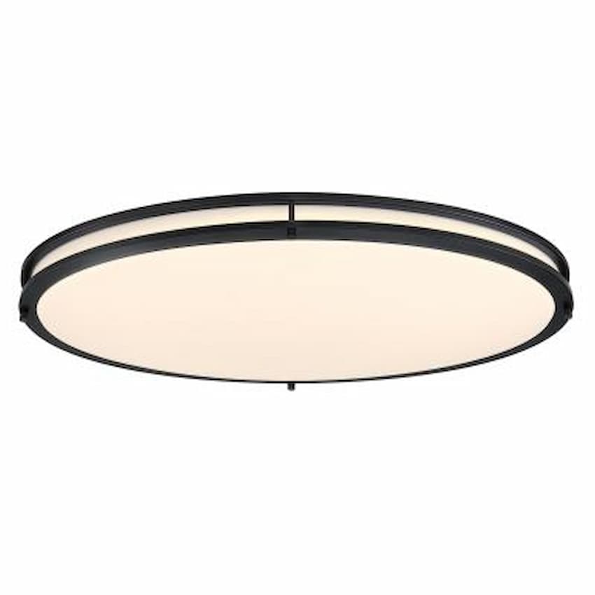 Westinghouse Lauderdale 6136300 33-inch LED flush mount ceiling light in matte black finish with frosted acrylic shade