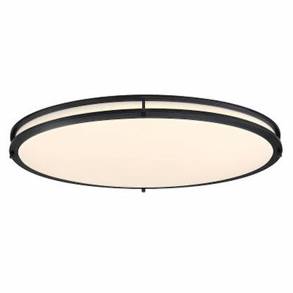 Westinghouse Lauderdale 6136300 33-inch LED flush mount ceiling light in matte black finish with frosted acrylic shade