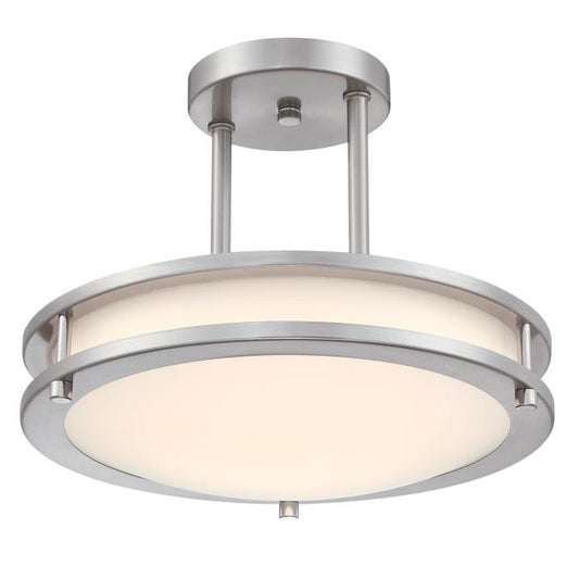 Westinghouse LED semi-flush mount light, brushed nickel, with acrylic shade
