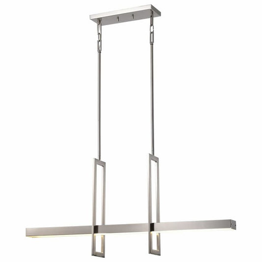 Nuvo Frame 62-136 LED island pendant with brushed nickel finish and contemporary three-module design