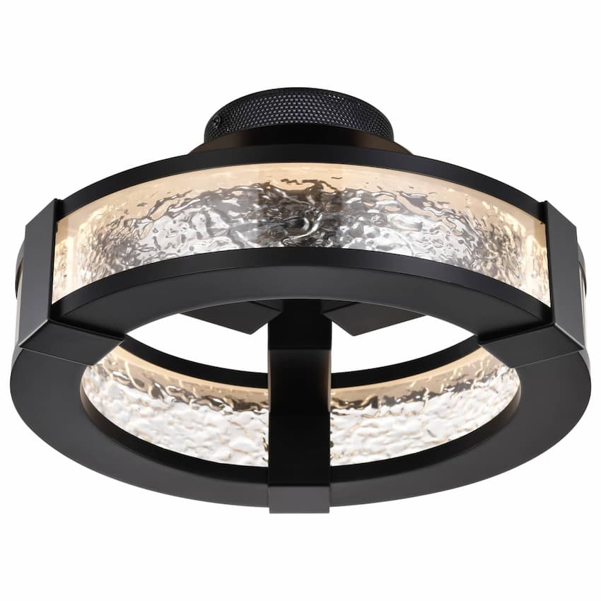 Satco 62-2001 Darrow semi-flush ceiling fixture with matte black steel construction and modern transitional design