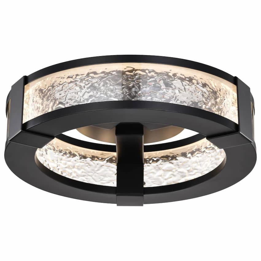 Satco 62-2002 Darrow flush mount ceiling fixture with matte black steel construction and transitional design