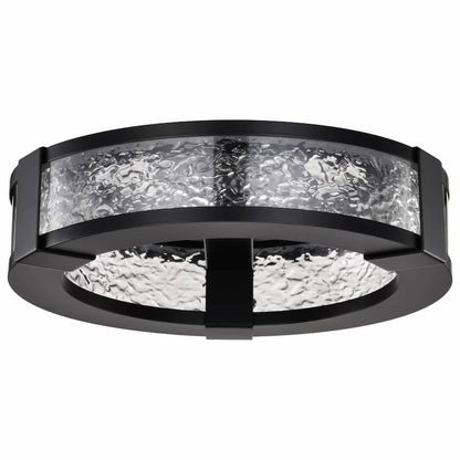 Satco Darrow 62-2002 13-inch LED flush mount ceiling light in matte black finish with textured acrylic panels