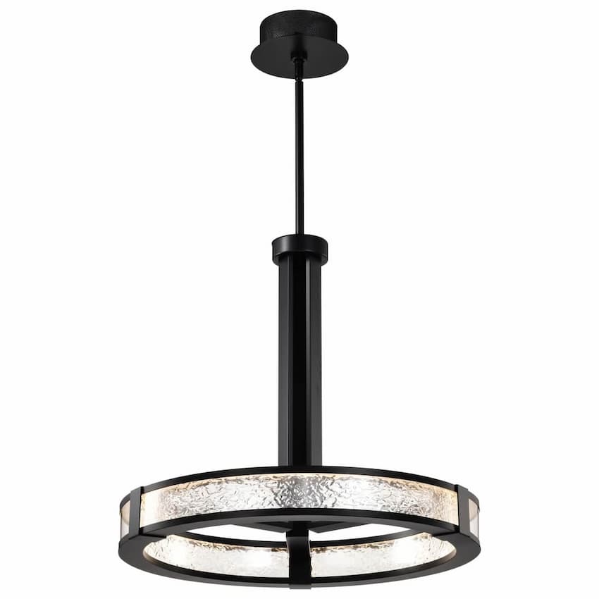Nuvo Darrow 62-2003 24-inch LED pendant with matte black finish and textured acrylic panels