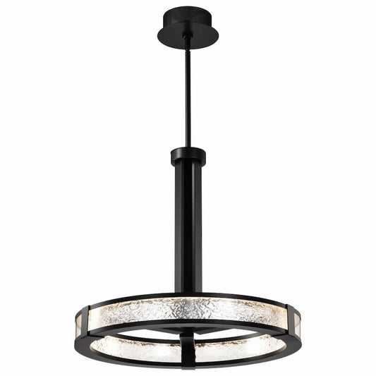 Nuvo Darrow 62-2003 24-inch LED pendant with matte black finish and textured acrylic panels