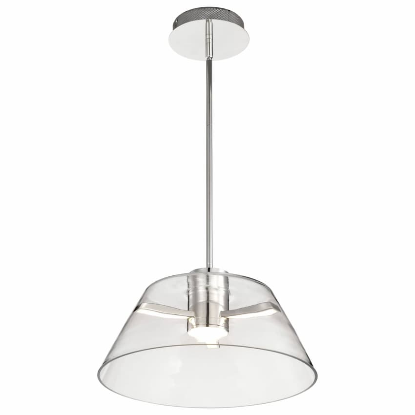 Nuvo Edmond 62-2052 17-inch LED pendant with polished nickel finish and clear glass bowl shade