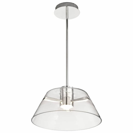 Nuvo Edmond 62-2052 17-inch LED pendant with polished nickel finish and clear glass bowl shade