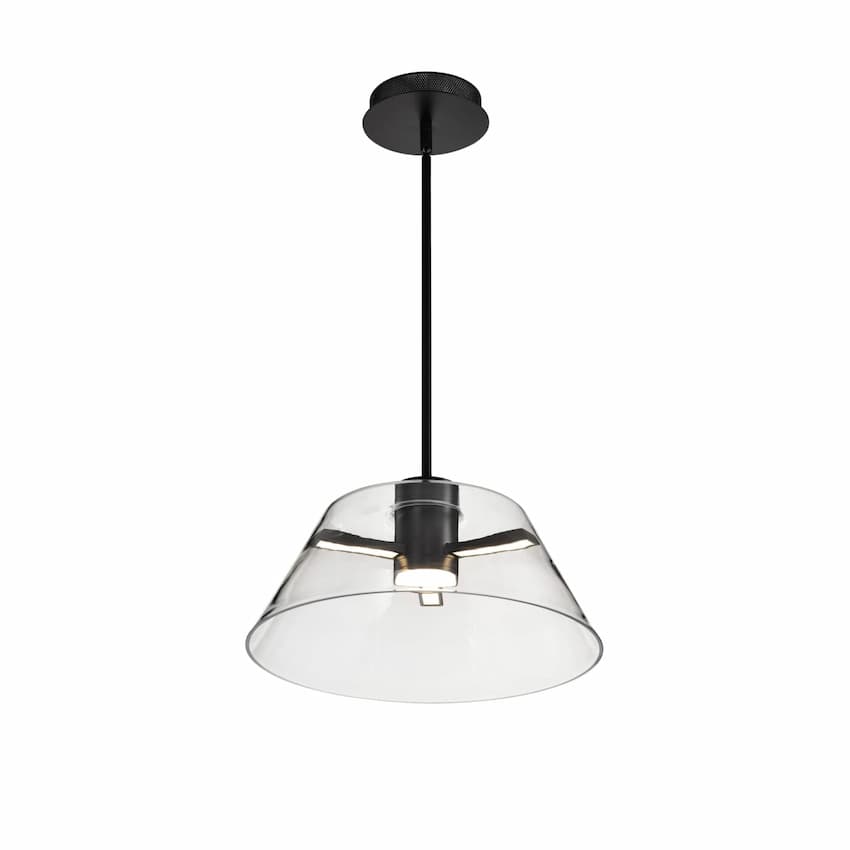 Nuvo Edmond 62-2062 17-inch LED pendant with matte black finish and clear glass bowl shade