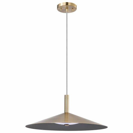 Nuvo Corrine 62-2093 18-inch LED pendant with burnished brass finish and contemporary round steel shade
