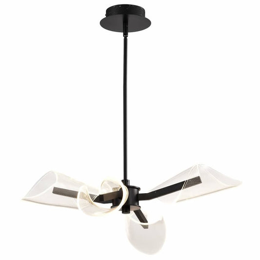 SATCO Nuvo Sedona 62-2283 27-inch 4-light LED chandelier with Matte Black finish and silk-screened acrylic lenses