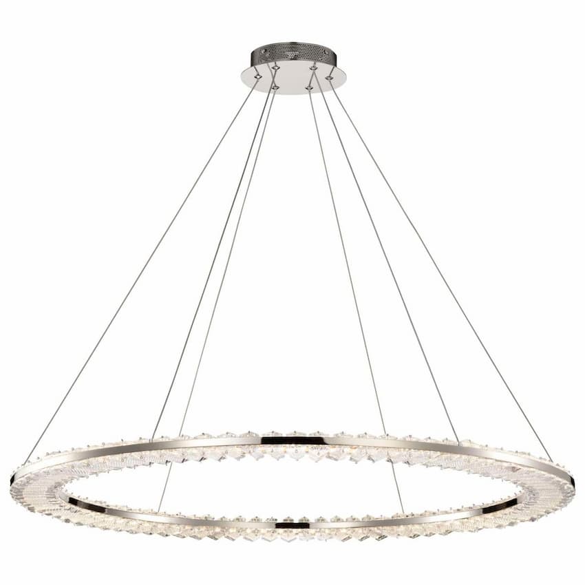 Nuvo Nova 62-2447 36-inch round LED pendant with polished nickel finish and sparkling clear K9 crystal