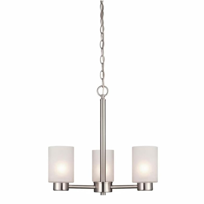 Westinghouse Sylvestre 6227500 3-light chandelier with Brushed Nickel finish and elegant frosted seeded glass shades