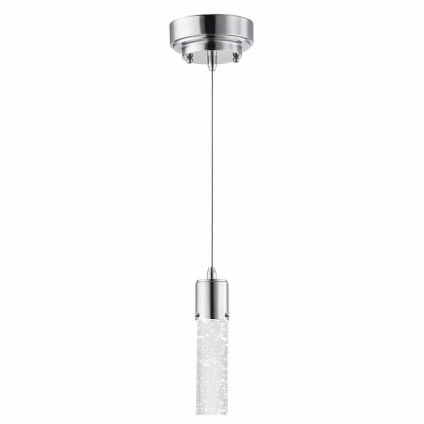 Westinghouse Cava 6307900 one-light pendant featuring clear bubble glass, polished chrome hardware and contemporary suspended design