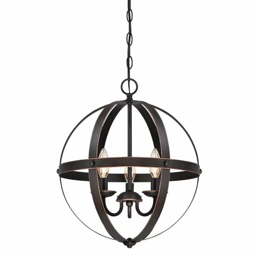 Westinghouse Stella Mira 6341800 3-light chandelier with Oil Rubbed Bronze finish and vintage industrial open-sphere design