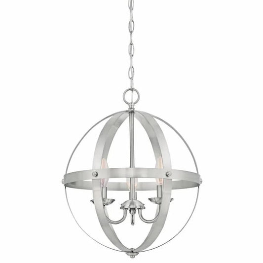 Westinghouse Stella Mira 6341900 3-light chandelier with Brushed Nickel finish and vintage industrial open-sphere design