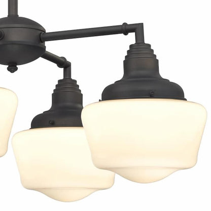 Westinghouse Scholar 6342000 23.75-inch chandelier featuring Oil Rubbed Bronze metalwork and vintage industrial styling