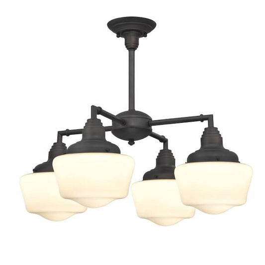 Westinghouse 6342000 Scholar convertible chandelier and semi-flush ceiling fixture with four White Opal glass shades