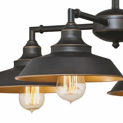 Westinghouse Iron Hill 6345000 25.25-inch convertible chandelier with four E26 medium-base lights and vintage industrial design