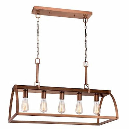 Westinghouse Oak Lane 6351600 5-light chandelier with Barnwood finish and rustic Washed Copper metal accents