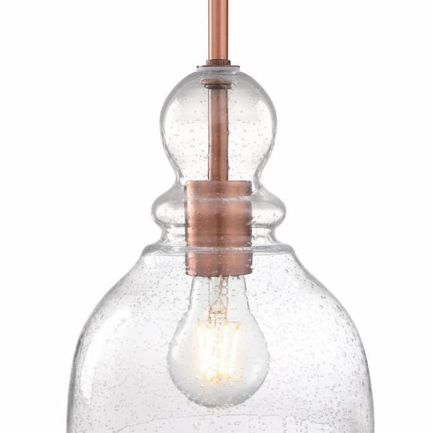 Westinghouse Lighting 6356400 Fiona pendant light with 7-inch clear seeded glass shade and vintage-inspired washed copper finish