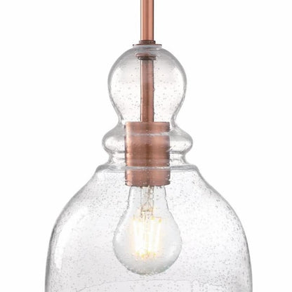 Westinghouse Lighting 6356400 Fiona pendant light with 7-inch clear seeded glass shade and vintage-inspired washed copper finish