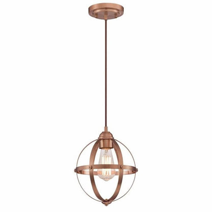 Westinghouse Lighting Stella Mira 6362100 one-light mini pendant with washed copper finish and vintage industrial open-cage design