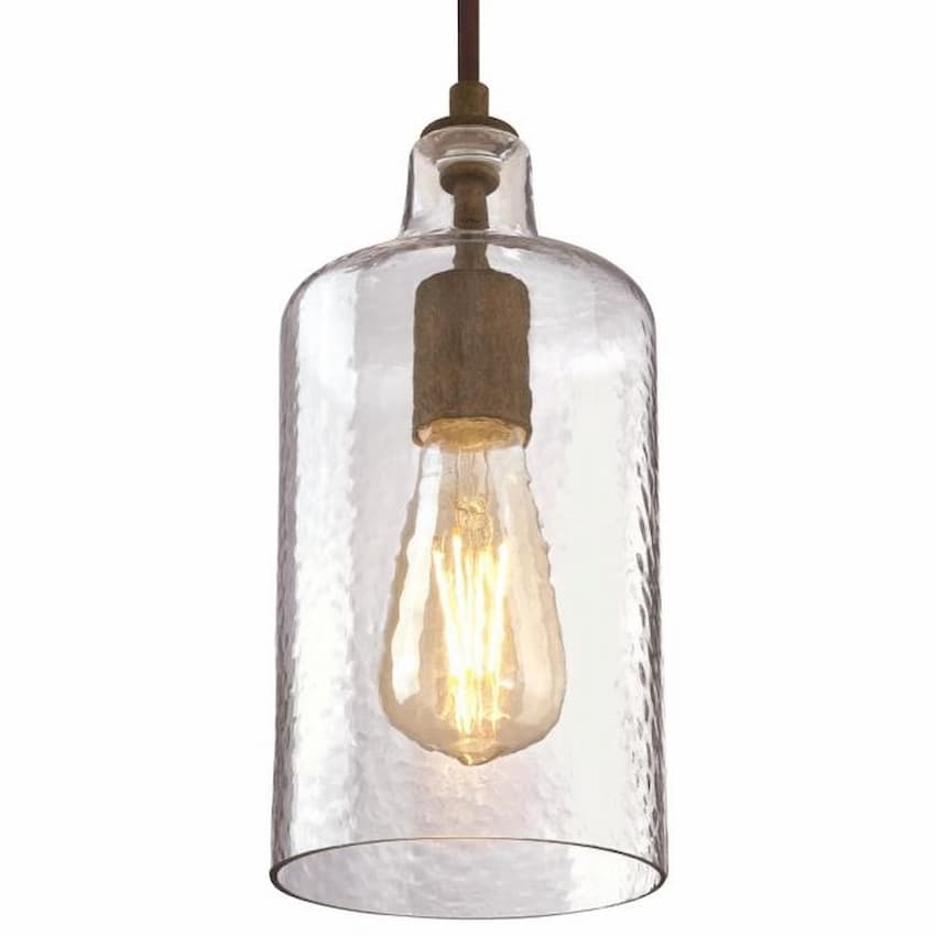 Westinghouse Lighting 6371300 Carmen pendant light with 5-inch hand-blown clear glass shade and warm rustic barnwood hardware