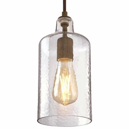 Westinghouse Lighting 6371300 Carmen pendant light with 5-inch hand-blown clear glass shade and warm rustic barnwood hardware