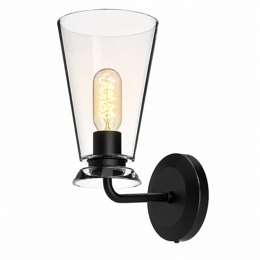 Alora Mood Salem WV570006MBCL 6-Inch 1-Light Vanity Light in Matte Black Finish with Clear Glass Details