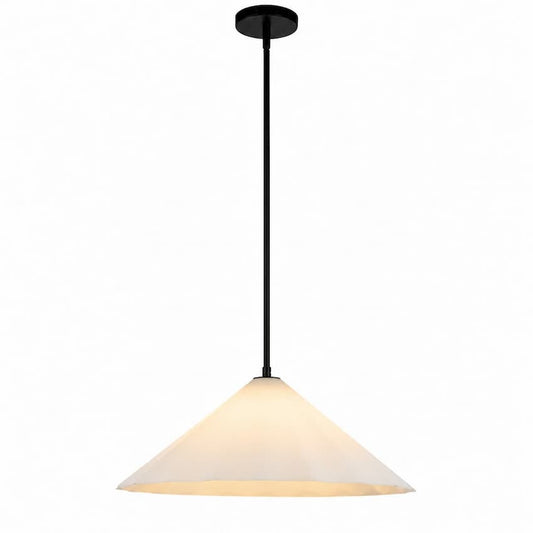 Alora Mood Serena PD451820MBOP 20-Inch Pendant Light in Matte Black Finish with Matte Opal Pleated Glass Shade