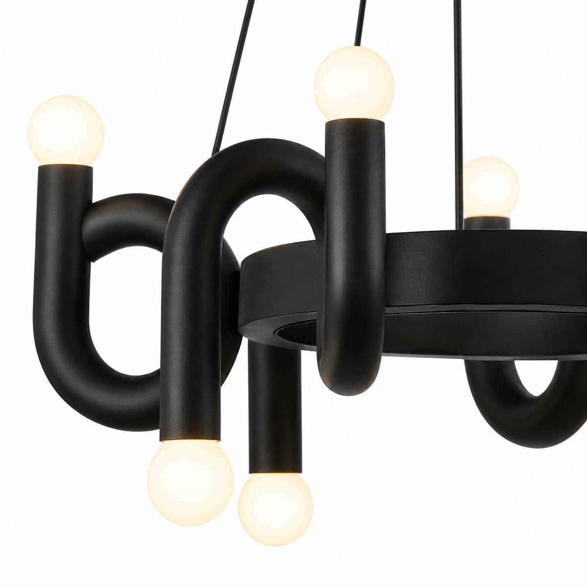 Alora Mood CH420823MB Sadie Modern Matte Black Chandelier with Eight E12 Lights and Artistic Swirling Metal Arms
